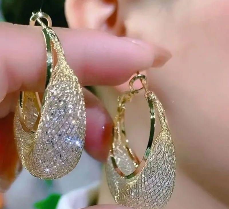 Mesh Zircon Drop Earings - Trendy Diamond Earrings