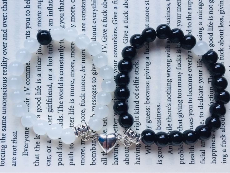 Stylish Couple's Bracelet Set - 2 Piece Unique Design with Beads in Black And White